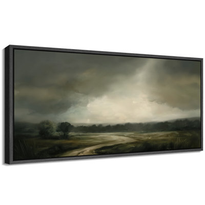 Dark Clouds Overhead Artwork, Green Landscape Wall Pictures, Giclee Canvas Digital Print Extra Large Framed Wall Art