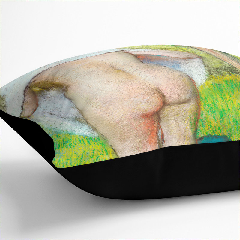 Girl Drying Herself Square Throw Cushion, Black, 55cm H x 55cm W x 20cm D