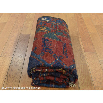 4'6"x6'4" Red Antique Caucasian Armenian Pure Wool Hand Knotted Rug 418D58F7E5594C198DC802F87DD57C6C