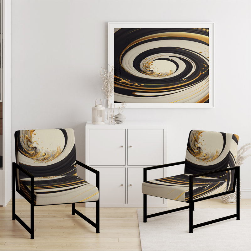 Fauteuil d'appoint rembourré noir, argent et or, Noir, noir, noir, noir