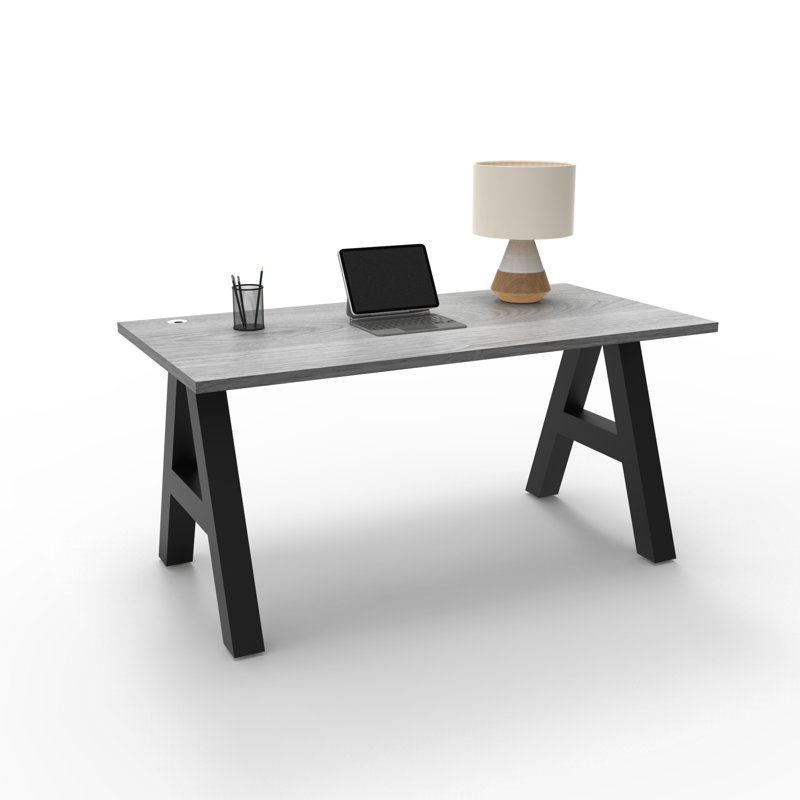 Serenity A-Frame Executive Writing Desk, 60x30, Grey Oak Top, Gray Oak, 30" H x 60" W x 30" D