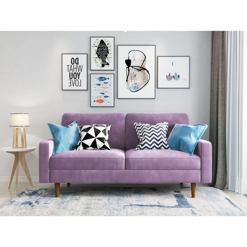 70'' Velvet Sofa, Lavender Velvet 