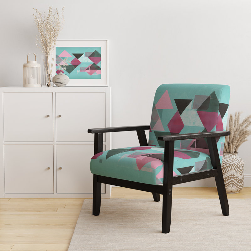 Fauteuil d'appoint rembourré Geometric Hexagons, Mélange de polyester rose