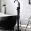 Robinetterie incurvée pour baignoire sur pied avec douchette - Installation monotrou noire, finition mate