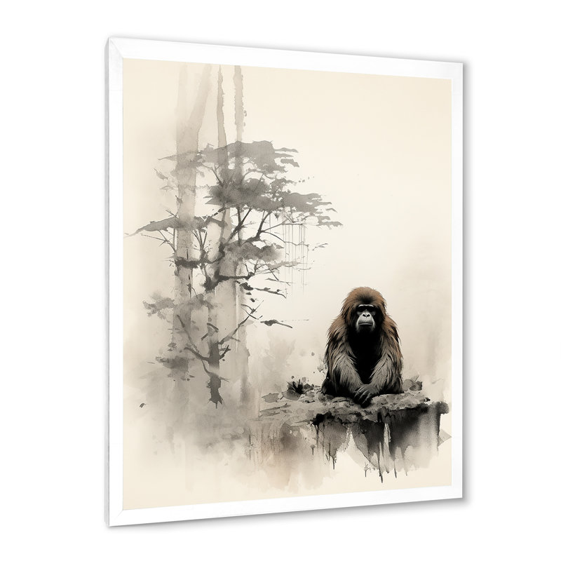 «Kiriak Asian Art Orangutan Sumi II», reproduction sur toile, H 32 po x l 24 po x P 1 po, Cadre photo blanc
