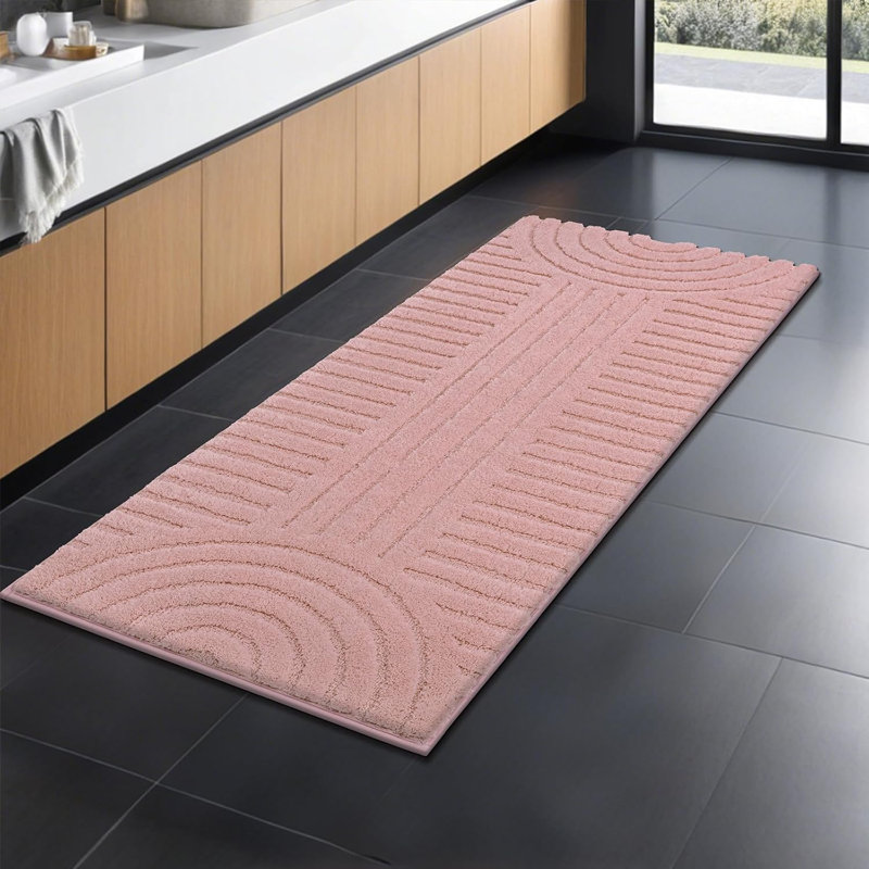 Non Slip Soft Absorbent Bath Mat, 60" L x 24" W, Pink