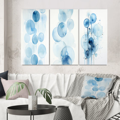 " Tranquility Vintage Light Blue Circles III " 3 - Pieces