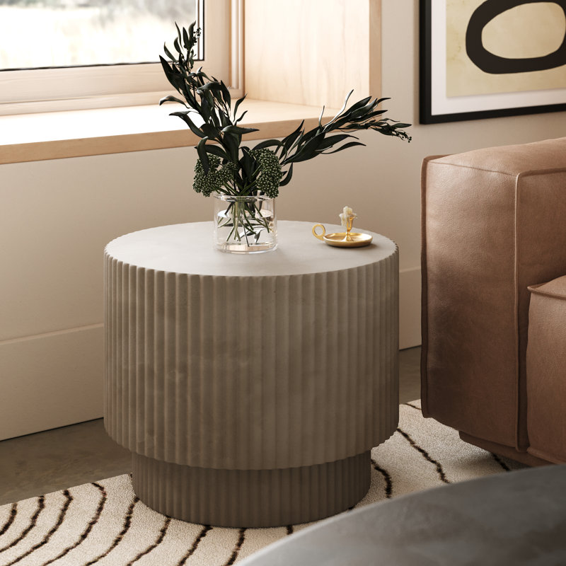 Stanbridge - Modern Concrete End Table, Gray