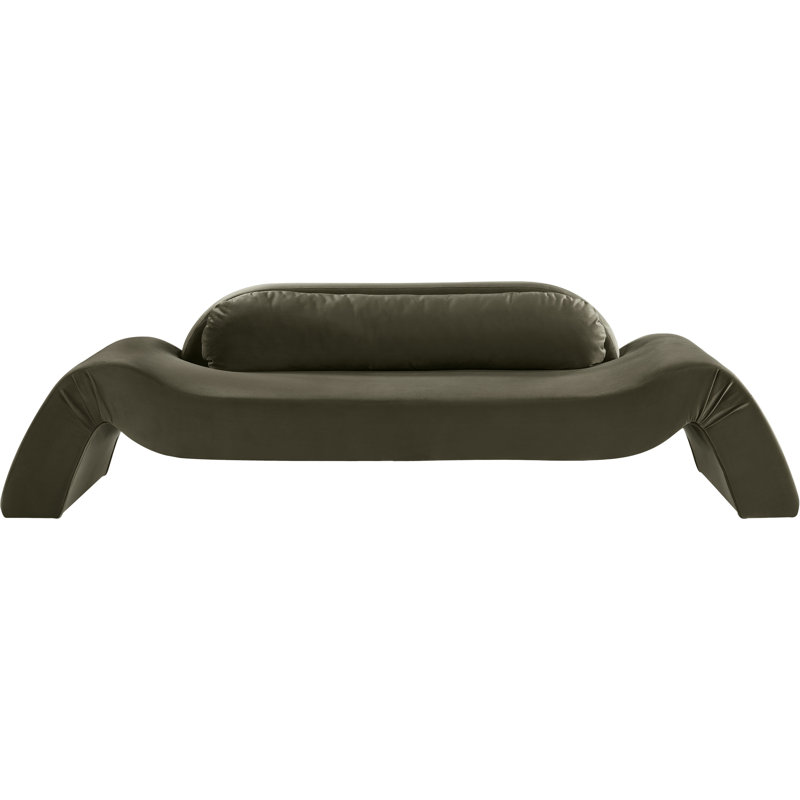 Causeuse Austin, Velours vert, 29.5" H x 107" W x 34" D