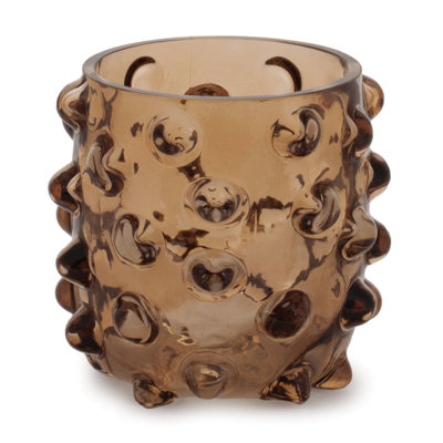 Porte-bougie en verre texturé