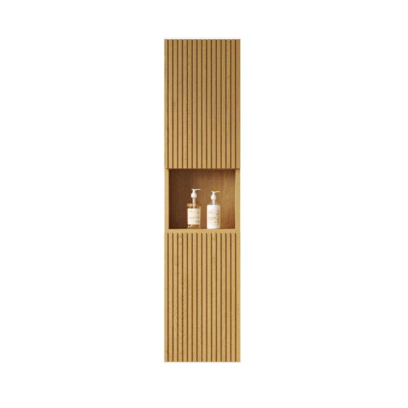 MITCH 59" Tall Bathroom Wall Mounted Cabinet, Golden Oak