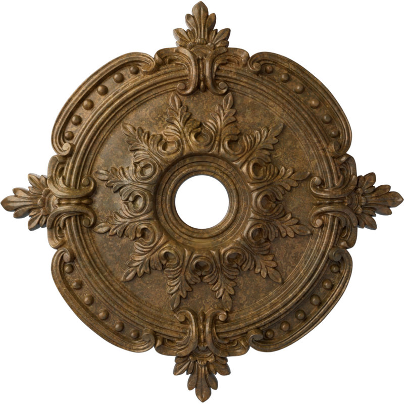 Endurathane Benson Classic Ceiling Medallion, 28 3/8"OD x 3 3/4"ID x 1 5/8"P (Fits Canopies up to 6 1/2"), Hand-Painted Rubbed Bronze Finish