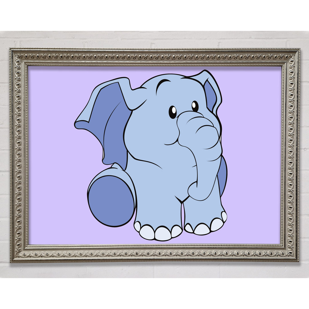 Happy Baby Elephant Lilac - Einzelner Bilderrahmen Kunstdrucke