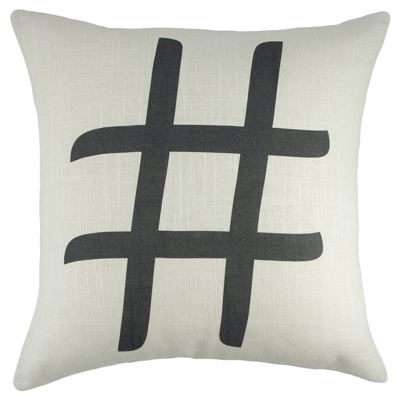 Hashtag Cotton Reversible Throw Pillow