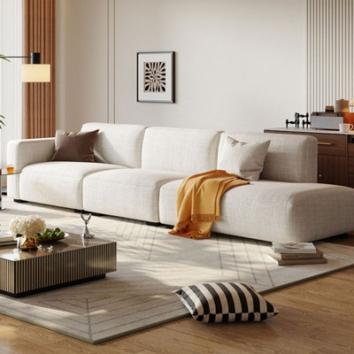 Canapé modulaire blanc en coton et lin