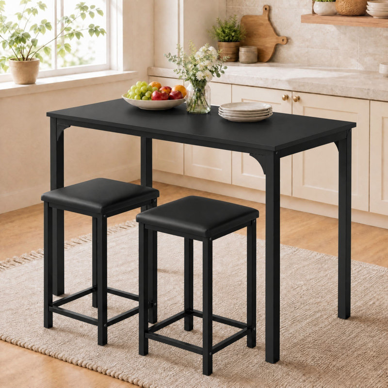 Ensemble de 17 tables 3 pièces à hauteur de comptoir et 2 chaises, Noir