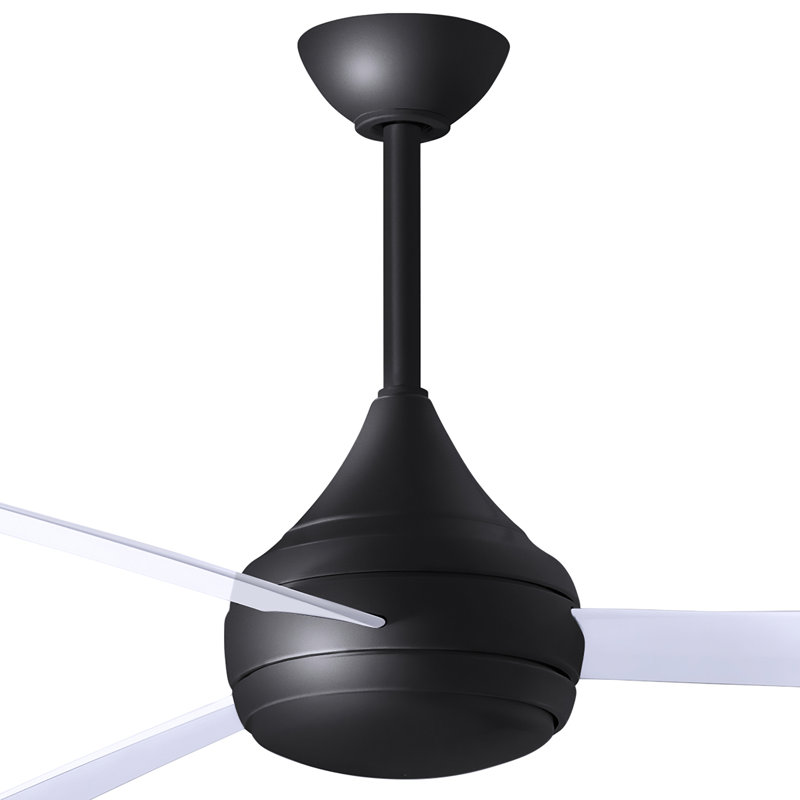 Donaire LED Outdoor Downrod Ceiling Fan, Matte Black, Gloss White