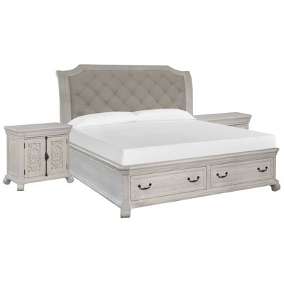 Grand lit-bateau avec rangement et 2 commodes Barchelor