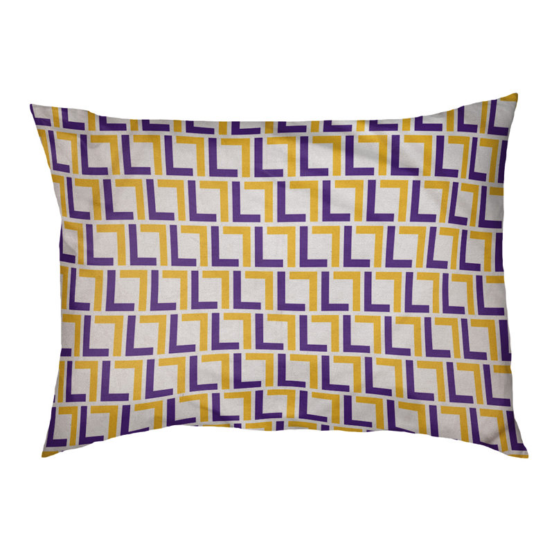 Coussin pour chien Brossard, Grand (l 30 po x P 40 po x H 5 po), Blanc / mauve / doré