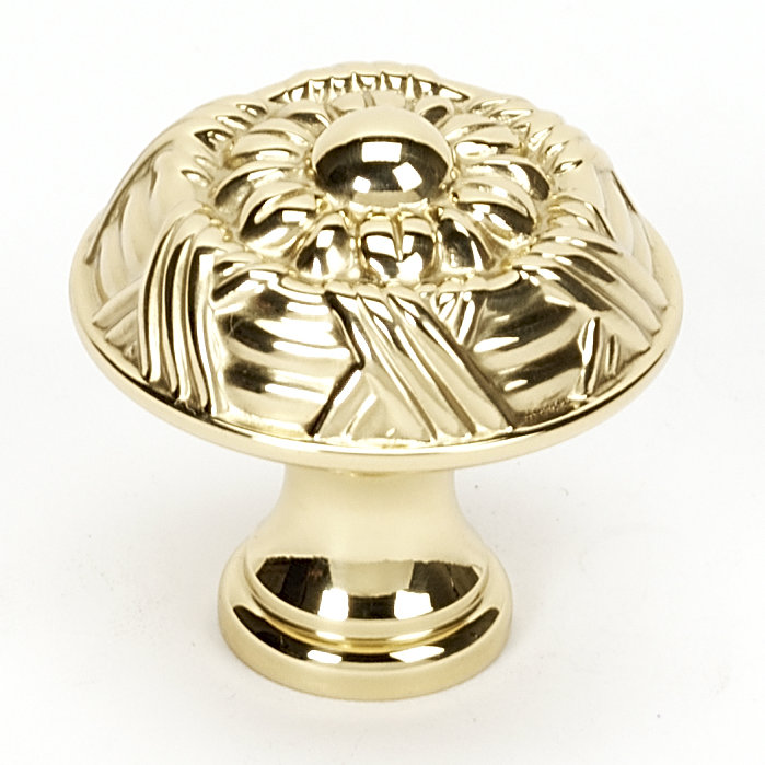 Ribbon And Reed Mushroom Knob, Polished Brass