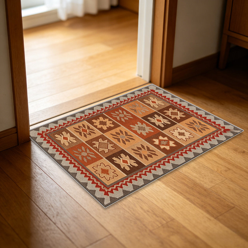 Brown Ethnicarea rugs for Living Room, Soft and Comfortable, Suitable for all seasons, easy to maintain, machine washable Indoor floor mat, Under Table Farmhouse suitable for Bedroom, Dining Room, Study, Patio, Balcony, Home Decor