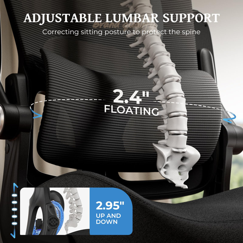Ergonomic Big And Tall Office Chair with Built-in Lumbar Support, Flip-up Armrests