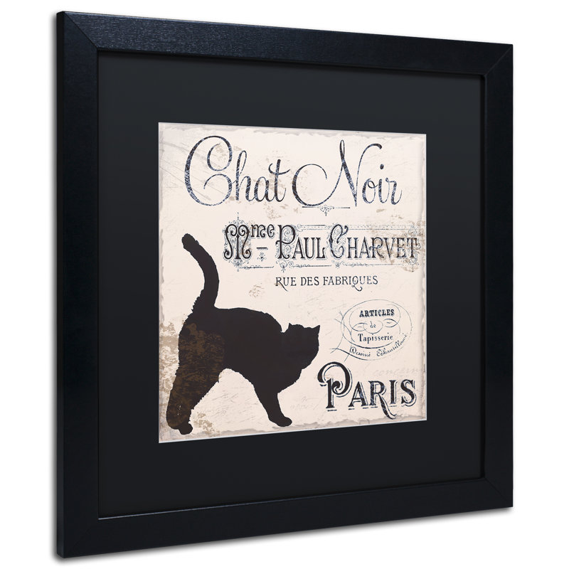 Jadaya «Les Chats II», affiche vintage encadrée, Noir, H 16 po x l 16 po x P 0,5 po