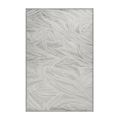 Machine Washable Abstract Gray Area Rug