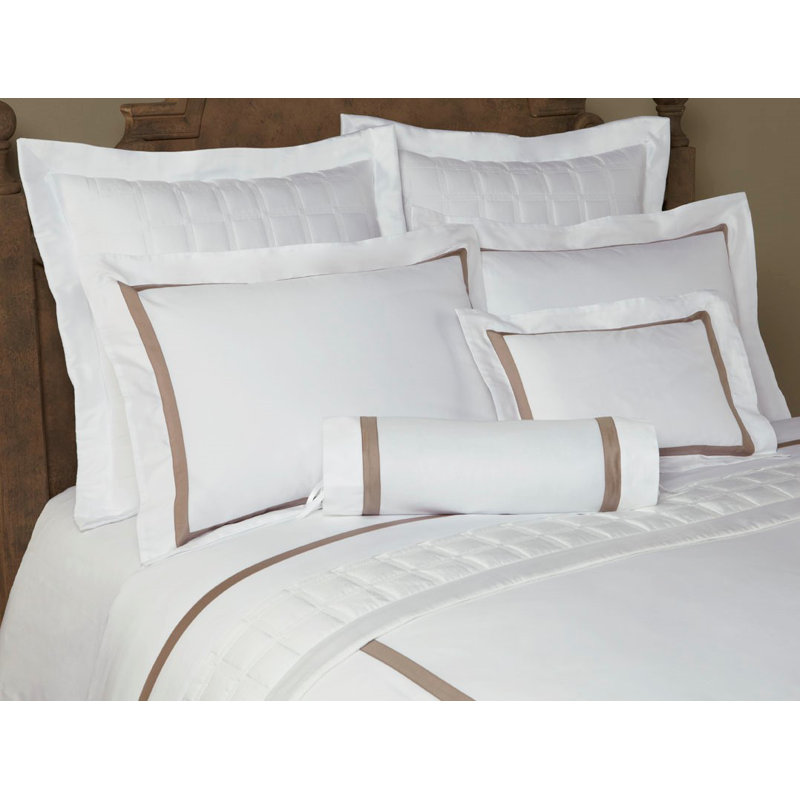 Housse de couette en satin Fino, Housse de couette pour grand lit, Ivoire / Eucalyptus, Oui