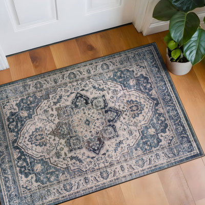 Tapis bleu marine antidérapant rétro