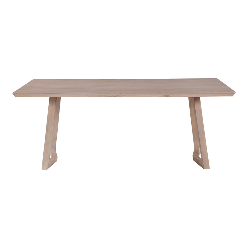 Table de salle à manger en chêne massif Longfellow, Blanc délavé