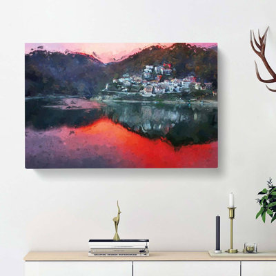 Lake Reflection In Rieti Italy In Abstract - Wrapped Canvas