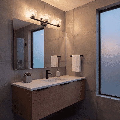 Éclairage pour salle de bain 3 lumières Summit en noir mat