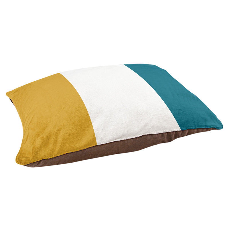 Coussin d'extérieur New York, Grand (l 50 po x P 40 po x H 7 po), Jaune / blanc / turquoise