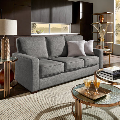 Beaulah Modern Fabric Upholstered Square Arm Sofa