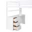 Lit mezzanine double blanc avec tiroirs, bureau et garde-robe - peu encombrant pour les dortoirs Lit, bureau, garde-robe, lattes, support