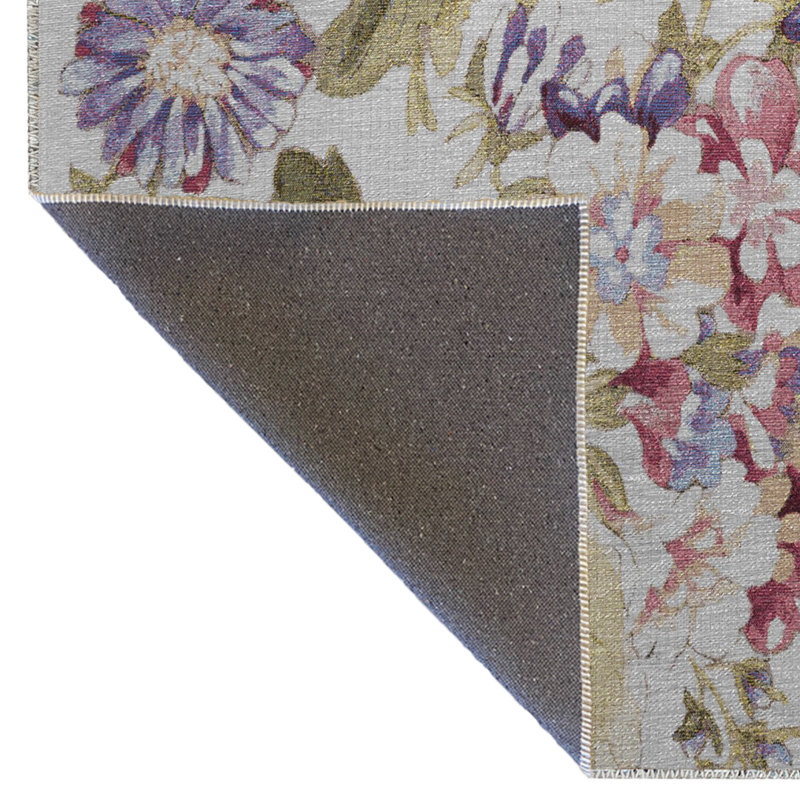 Tapis décoratif moderne multicolore à motif floral et rose abstrait, Rectangle 3 pi 3,37 po x 4 pi 11,06 po