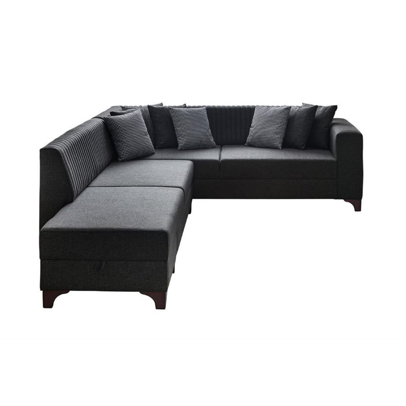 Canapé-lit d'angle, Anthracite, Noir