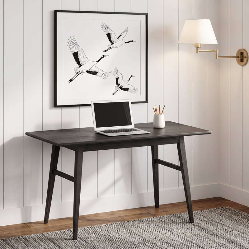 Amarlia Solid Wood Base Writing Desk, Charcoal