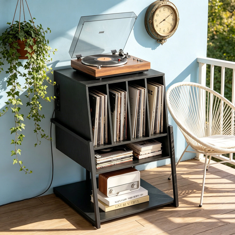 76.5cm H Media Shelves, Black