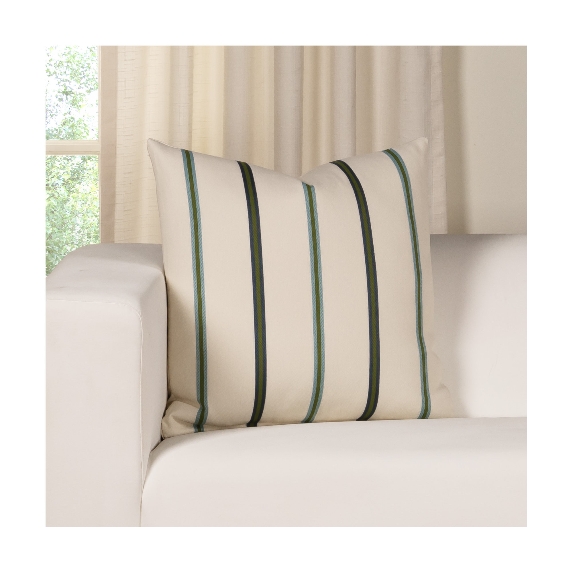 Maurine Striped Throw Pillow, Blue, Square 20"