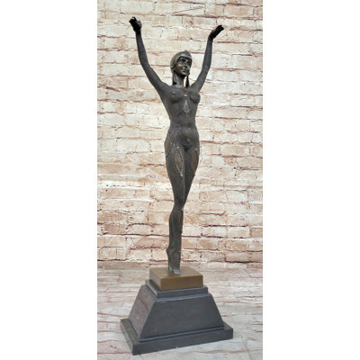 Dourga By Dimitri Chiparus - Art Deco Bronze Dancer Female Figure On Marble Base