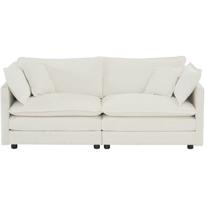 Living Room Couch In Modern White Chenille - 2 With 4 Pillows Upholstered Quality Fabric Wood Construction Elevate Your Space High Textile Frame Provide A Fashionable Seating Choice