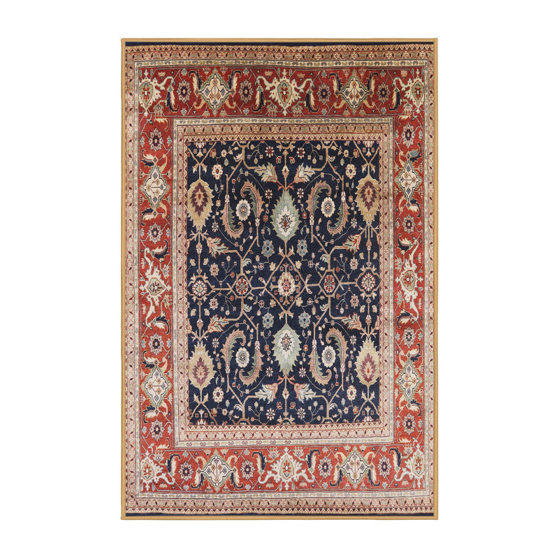 Tapis oriental rouge et bleu, Tapis de couloir 2 pi x 5 pi