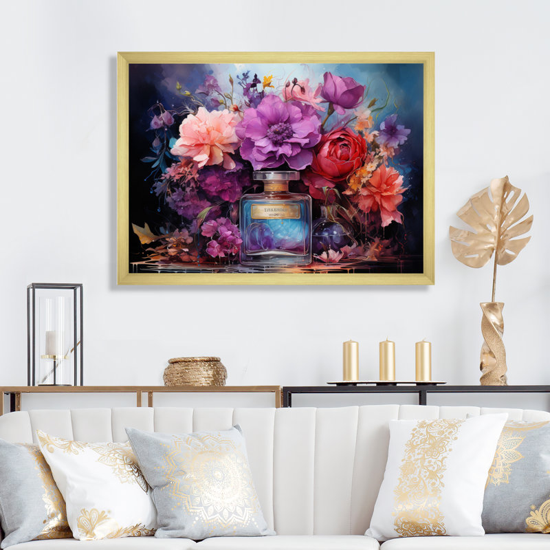 Floral Parfum Vibrant Elegance IV, Cadre photo noir, H 16 po x l 32 po x P 1 po