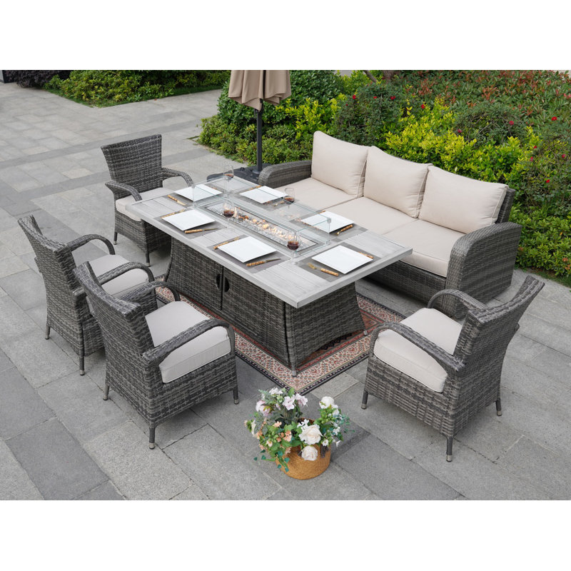 Alseepa 9 - Person Patio Conversation Set with Cushions