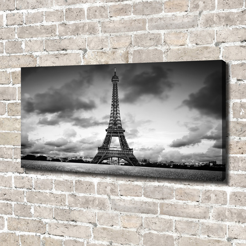 Eiffel Tower Paris 1 Piece Wrapped Canvas Wall Art, 70cm H x 100cm W x 4cm D, Glass