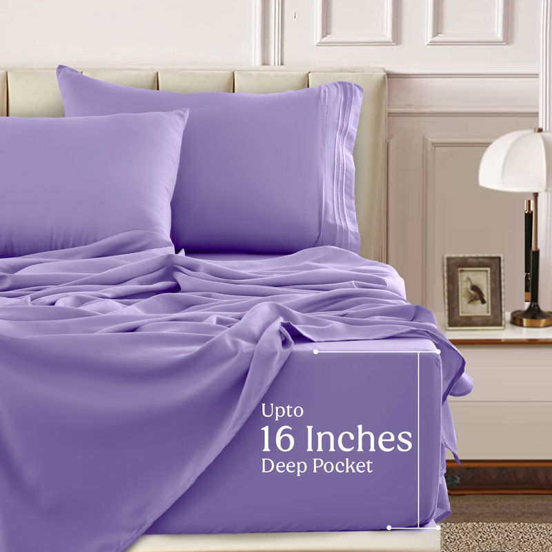 Ensemble de draps en microfibre 6 pièces Lux Decor, Ensemble de draps pour lit simple + 1 drap-housse, Lavande