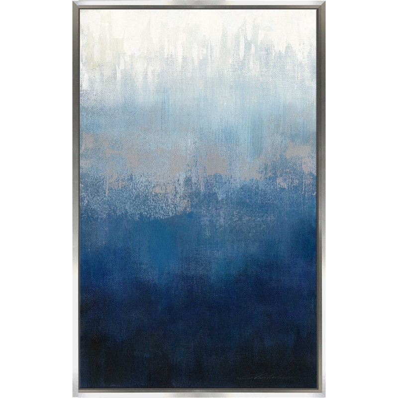 «Silver Wave II» par Silvia Vassileva, reproduction sur toile, H 33,5 po x l 21,5 po, Reproduction avec cadre flottant