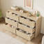 Commode double moderne à 6 tiroirs (naturel) avec rangement spacieux-912236750